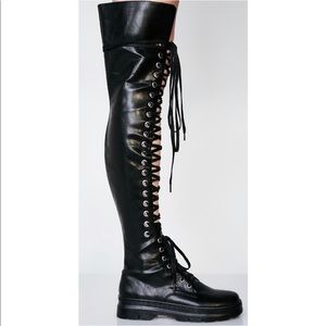 Poster Girl Thigh High Leather Combat Boots